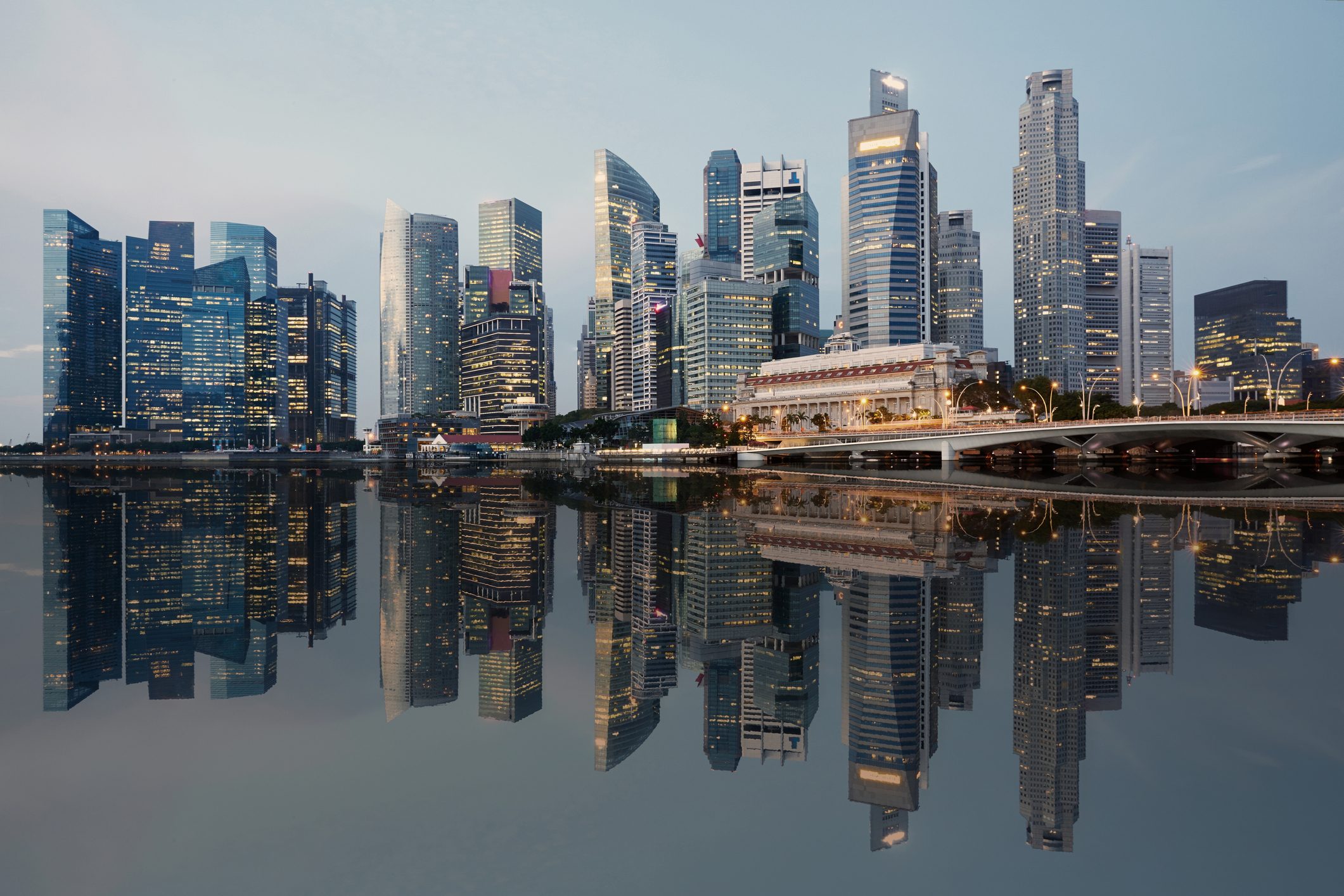Event venues in Singapore — Marina Bay skyline at dusk